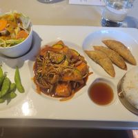 Lunch Box with fried tofu at 929 Kitchen & Bar in Columbia