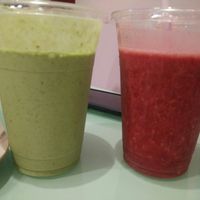 Green goddess and cherry smoothies at The Lala in Vienna