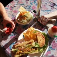 taco bowl/gf veggie burger/soft serve at The Stand Natural Foods in Laguna Beach