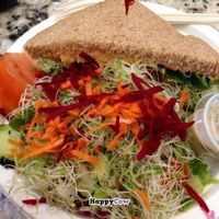 half hummus & guacamole sandwich with veggie salad at The Stand Natural Foods in Laguna Beach
