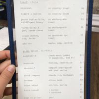 Sample menu (May 2019) at Bungalow by Middle Brow in Chicago