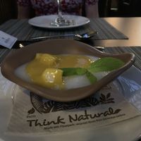 Vanilla cream - mango and coconut sauce  at Avocado in Crete