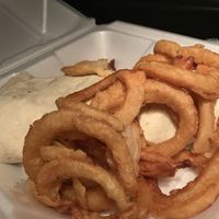 Light (very tasty) Onion Rings with wraps! at Moon Light Cafe in New Paltz