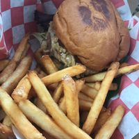 BBQ burger comes with fries and cole slaw  at Fork My Life in Sarasota