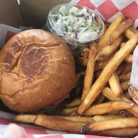 BBQ burger comes with fries and cold slaw  at Fork My Life in Sarasota