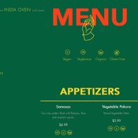 Online menu clearly defines vegan and vegetarian items at India Oven in Cathedral City
