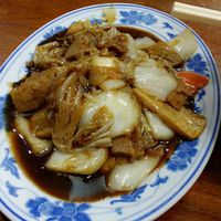 deep-fried 'pork' with vegetables and soybean sauce at Shanghai Yuen Vegetarian in Macau
