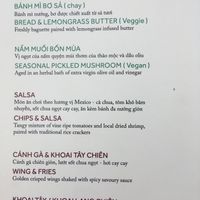 Menu 1 at Monsoon Bar & Kitchen in Hanoi