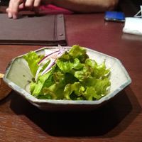 Simple salad with a tangy dressing at Cafe Sekimiya in Hiraizumi