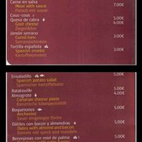 Menu Oct 2021 at La Casa Creativa / Bar Terraza Pedro in La Gomera