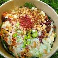 Bowl with tofu, avocado, cauliflower, kimchi... at Áro - Wolbecker Straße  in Muenster