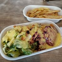 Corned Beet Rice Bowl & regular potato fries at Planted - Cloud Kitchen in Metro Manila
