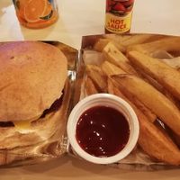 Pandesal bun burger and fries at Planted - Cloud Kitchen in Metro Manila