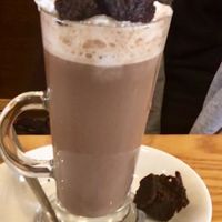 Indulgent hot chocolate with sorry crash, brownies and marshmallows at Gingers Welsh Bakery in Haverfordwest