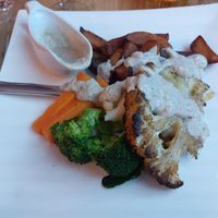 Cauliflower steak, chips and peppercorn sauce at Rustica in Torrevieja