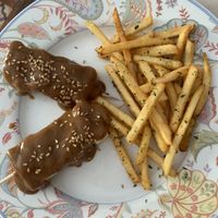 Tofu and seitan with satay sauce   at Cafe La Lola  in Gran Canaria