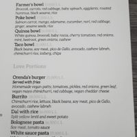 Menu at Orenda in Beirut