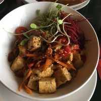 Vegan tofu dish at The Library Lounge in Nelson