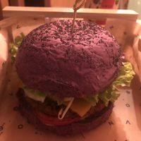 Burger with vegan cheese at Flower Burger in Bologna