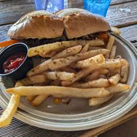 Cheesesteak with shawarma fries at The Toasted Owl Cafe - Cortland Blvd in Flagstaff