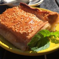 Apple pie at Vilties Vaistinės Arbatine in Kaunas