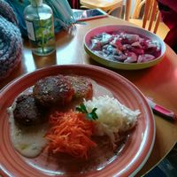 Falafel and Dumplings at Vilties Vaistinės Arbatine in Kaunas