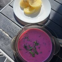 „šaltibarščiai“ - kalte Rote Bete Suppe   at Vilties Vaistinės Arbatine in Kaunas