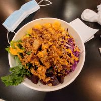 Noodles with kale, edameme, red cabbage, beetroot, pineapple,  tofu and crispy noodles at Po-K in Sliema