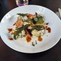 Gnudi (large gnocchi) with spinach and mushrooms at Piu - Schiffbau in Zurich