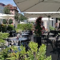 Outdoor seating at Piu in Zurich