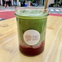 Cherry Matcha Latte 🍒   at Plants & Cakes in Frankfurt