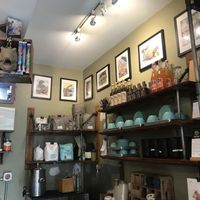 Dinos and coffee at Beans & Bagels in Chicago