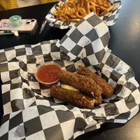 Mozzahella and curly fries  at Seitan's Realm in Columbus