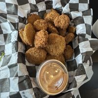 Fried pickles—so good !  at Seitan's Realm in Columbus
