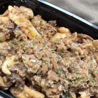 Beef stroganoff (another weekly special) at Seitan's Realm in Columbus