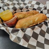 Pizza Rolls with marinara and vegan butter at Seitan's Realm in Columbus