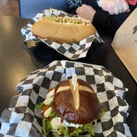 Buffalo chikun (front) and cheezestake  at Seitan's Realm in Columbus