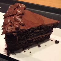 Chocolate cake at Love Life Cafe in Miami Beach