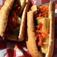 Tofu banh mi on the patio at Banh Mi & Ti in Pittsburgh