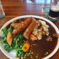 Vegan bangers n' mash at Crown & Anchor in Winchester