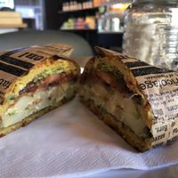 Vegan waffle sandwich  at FRØ in Tromsoe