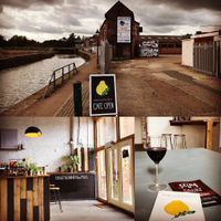 Top pic is the approach along the canal, interior shot, and my tipple :) at Pomelo & Rocket in Leicester