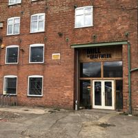 Entrance to Graff HQ is also the entrance to the cafe Pomelo & Rocket at Pomelo & Rocket in Leicester