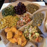 Injera plate + tofu   at Umana Yana in Albany