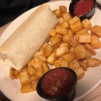 Breakfast burrito w home fries  at Cafe Madison in Albany