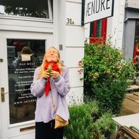 Enjoying a fresh, organic green juice. at ÆNDRÈ in Hamburg