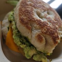 Vegan breakfast sandwich with avocado at Retrograde Coffee Roasters in Sebastopol