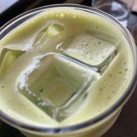 Matcha latte with oat milk  at Retrograde Coffee Roasters in Sebastopol