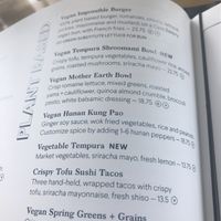 Plant-based menu section .  at Earls Kitchen + Bar - Robson in Vancouver