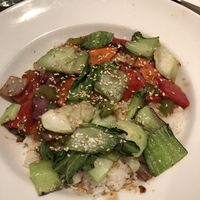 Vegan ginger soy sauce stir fry! minus the peanuts (forget the actual name but there’s only one stir fry option)  at Earls Kitchen + Bar - Robson in Vancouver
